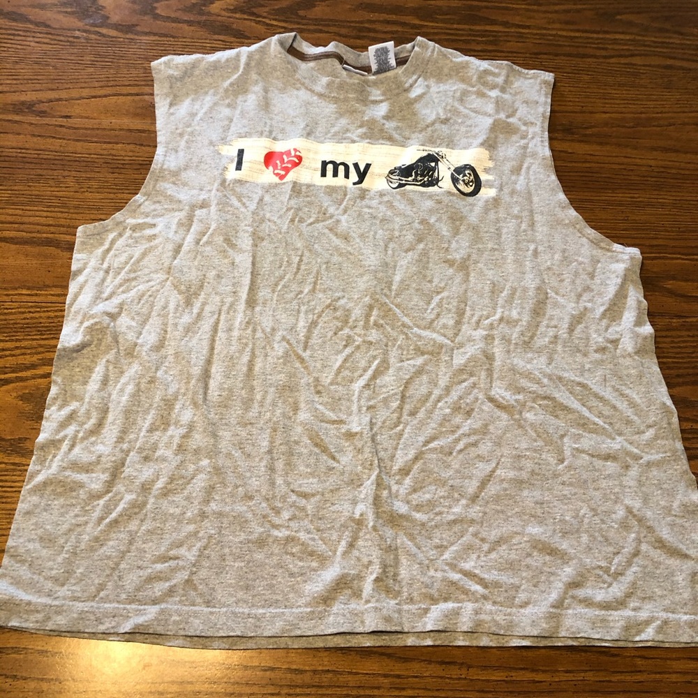 Gray Sleeveless ‘I love my motorcycle’ Tank Top